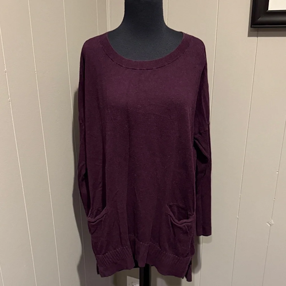 Victoria's Secret Casual Purple Crew Neck Cashmere Sweater with Pockets